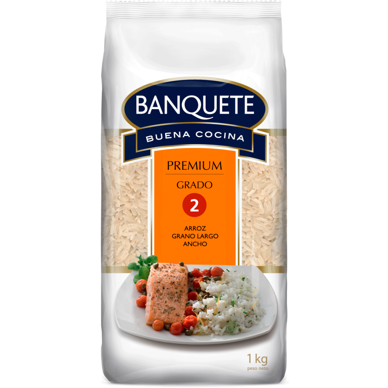 Arroz Banquete Premium grano largo ancho grado 2 por kilo
