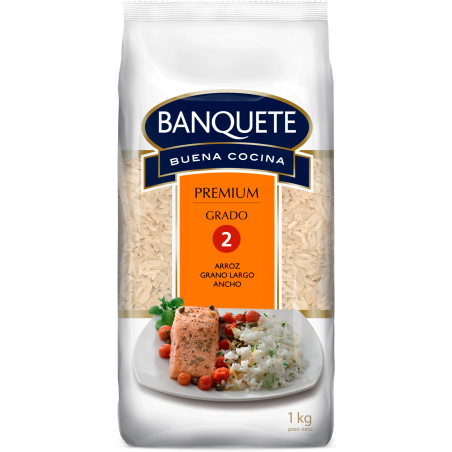 Arroz Banquete Premium grano largo ancho grado 2 por kilo